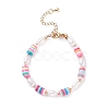 Natural Pearl & Polymer Clay Beaded Bracelet BJEW-TA00084-1