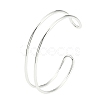Rack Plating Brass Double Lines Cuff Bangles for Women BJEW-M304-01S-2