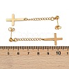 Christian Upside Down Cross 201 Stainless Steel Dangle Stud Earrings EJEW-P314-01B-G-5