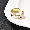 Brass Enamel Cuff Rings RJEW-P166-05G-01-3