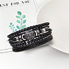 1Pc Cowhide & Imitation Leather Cord Knitted Multi-strand Bracelets AJEW-GF0011-50A-4