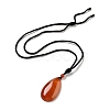 Natural Carnelian Pendant Necklace with Nylon Cord for Women NJEW-L464-A04-3