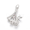 Brass Micro Pave Cubic Zirconia Pendants ZIRC-L085-15P-2