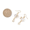 Moon Copper Wire Wrapped Synthetic Moonstone Bead & CCB Plastic & 201 Stainless Steel Dangle Earrings EJEW-JE06654-02-4