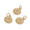 Brass Micro Pave Clear Cubic Zirconia Charms KK-G439-33G-3