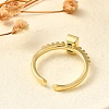 Rectangle Brass Glass Cuff Rings for Women RJEW-G340-01G-3