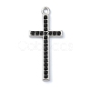 Rack Plating Alloy with Black Rhinestone Pendants FIND-Z051-04P-02-1