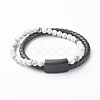 Natural Howlite Round Beads Multi-strand Bracelets BJEW-JB06571-04-1