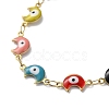 Moon with Evil Eye Enamel Link Chain Necklace NJEW-G117-02G-01-2