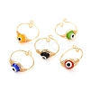 Copper Wire Wrapped Handmade Lampwork Adjustable Rings for Women or Men RJEW-JR00389-1
