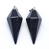 Synthetic Blue Goldstone Pointed Pendants KK-E757-F-14P-1