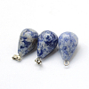 Teardrop Natural Blue Spot Jasper Pendants G-Q435-20-2