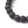 Natural Shungite & Cultured Freshwater Pearl Round Beaded Stretch Bracelets for Women BJEW-JB13321-02-4