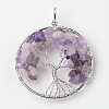 Tree of Life Natural Amethyst Big Pendants G-L455-D09-1