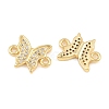 Brass Micro Pave Clear Cubic Zirconia Connector Charms CU-CBA908F-04G-03-2