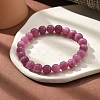 Natural Dyed & Heated Chalcedony Beaded Stretch Bracelets for Women Men BJEW-F483-06-2