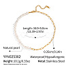 Natural Freshwater Pearl Beaded and 304 Stainless Steel Paperclip Chain Necklaces for Women IH6413-1-2