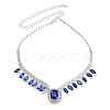 Alloy Rhinestone Rectangle Pendant Necklaces & Horse Eye Stud Earring Sets for Women SJEW-U001-01P-04-4