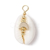 Natural Cowrie Shell Copper Wire Wrapped Pendants PALLOY-JF02932-01-1