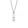 304 Stainless Steel Rectangle with Laser Cut Initial Pendant Necklaces FS-WG71FEF-26-1