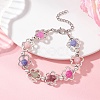 Flower Tibetan Style Alloy & Natural Tourmaline Beads Link Chain Bracelets for Women BJEW-JB12724-1