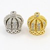 Crown Brass Micro Pave Cubic Zirconia Beads ZIRC-D026-01-1