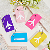 5Pcs 5 Colors Rectangle with Airplane Pattern Silicone Luggage Tag DIY-SP0002-77B-4