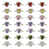 28Pcs 7 Colors Brass Pave Cubic Zirconia Heart Links Connector Charms KK-TA0003-47-1