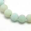 Natural Frosted Flower Amazonite Round Bead Strands G-M064-8mm-07-2