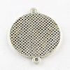 Tibetan Style Alloy Flat Round Cabochon Connector Settings TIBE-Q038-001E-AS-RS-2
