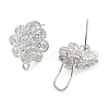 Flower Brass Micro Pave Cubic Zirconia Stud Earrings Finding KK-E083-17P-2