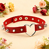 Adjustable Adjustable Gothic PU Leather Alloy Spike Rivet Heart Choker Necklaces for Women NJEW-WH20816-006P-C-4
