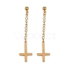 Christian Upside Down Cross 201 Stainless Steel Dangle Stud Earrings EJEW-P314-01B-G-4