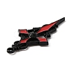 Jet Rhinestone Cross Pendant with Red Enamel ENAM-WH0001-06EB-03-3