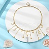 Moon & Star 304 Stainless Steel & Natural Quartz Crystal Charms Bib Necklace NJEW-TA00094-5