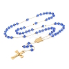 Ion Plating(IP) Crucifix Cross 304 Stainless Steel Rosary Bead Necklaces NJEW-M075-03G-07-1