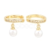 Round Brass Micro Pave Clear Cubic Zirconia Cuff Earrings EJEW-Z164-02G-4