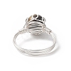 Natural Tiger Eye Braided Bead Finger Ring RJEW-TA00066-04-6