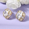 Brass Pave Cubic Zirconia & Glass Stud Earrings EJEW-G471-03G-4