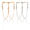 2Pcs 2 Colors Bohemia Style Tassel Alloy Upper Arm Open Cuff Bangles for Women BJEW-CY0001-03A-6