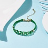 Glass Braided Flower Link Bracelet for Women BJEW-TA00130-01-2