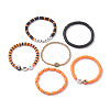 6Pcs 6 Styles Halloween Handmade Polymer Clay Beaded Stretch Bracelets Sets BJEW-TA00490-4