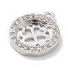 Rack Plating Brass Micro Pave Clear Cubic Zirconia Pendant Cabochon Setttings KK-L224-048P-2