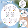 8Pcs 8 Color Birthstone Rhinestone & 201 Stainless Steel Flat Round Charm Rings Set RJEW-AB00004-5