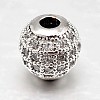 Round Brass Micro Pave Cubic Zirconia Beads ZIRC-N016-01P-12mm-1