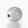 Brass Micro Pave Cubic Zirconia Beads ZIRC-E134-10mm-04P-2