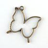 Rack Plating Alloy Butterfly Open Back Bezel Pendants PALLOY-S047-34F-FF-2