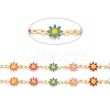 Brass Daisy Flower & Oval Link Chains CHC-I035-13G-08-2