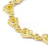 Pink Enamel Heart & Cubic Zirconia Link Chain Bracelet BJEW-P288-14G-3