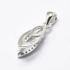 Anti-Tarnish Rhodium Plated 925 Sterling Silver Micro Pave Cubic Zirconia Pendant Bails STER-E053-35P-2